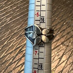 Sterling silver floral overlay ring 6